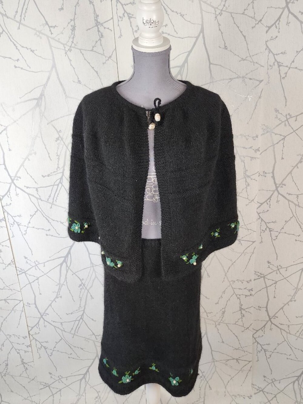 Handmade Alpaca Chunky Knit Capelet Skirt Set